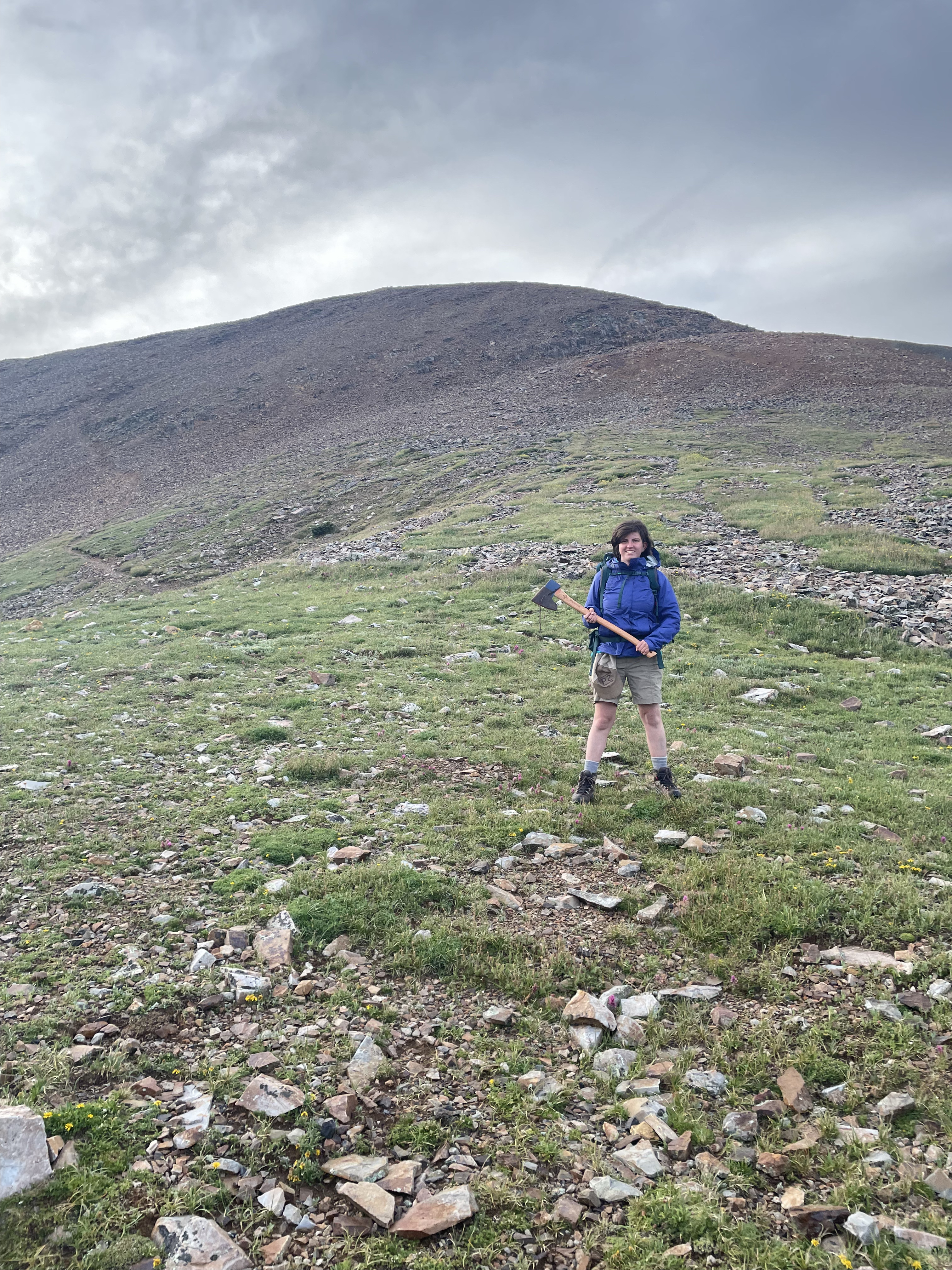 Olivia near the summit of Baldy · Philmont